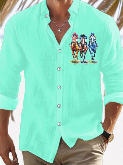 Men's Horse Racing Printed Casual Vacation Shirt