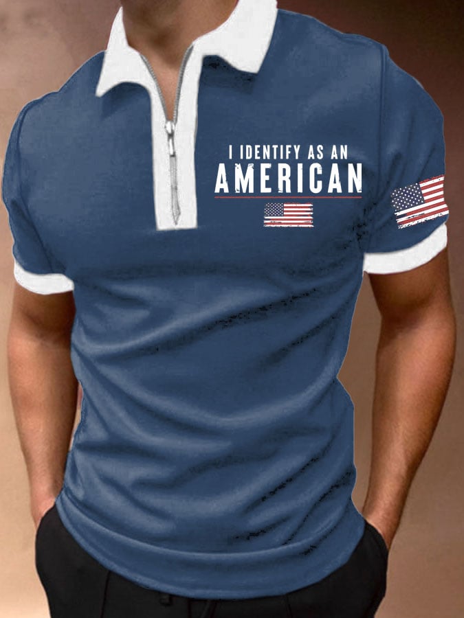 Men's I Identify As An American Print Polo Shirt