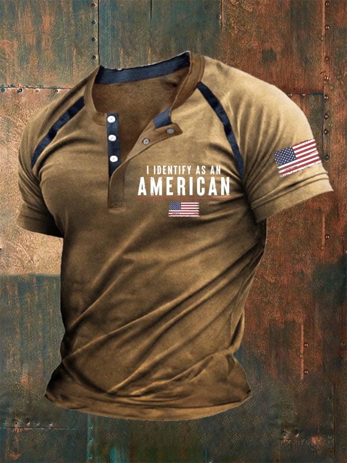Men's Vintage I Identify As An American Print T-Shirt
