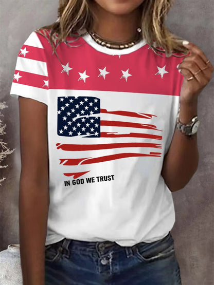 Women'S Independence Day Print Short Sleeve T-shirt