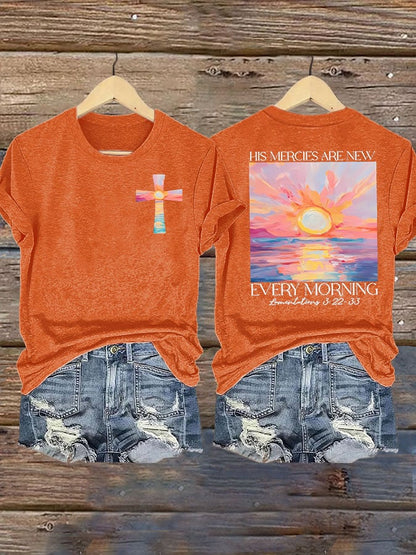 Women's His Mercies Are New Every Morning Feeling Print T-shirt