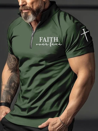 Men's Faith Over Fear Print Polo Shirt