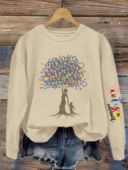 Women's Tree of Life Autism Awareness Printed Sweatshirt