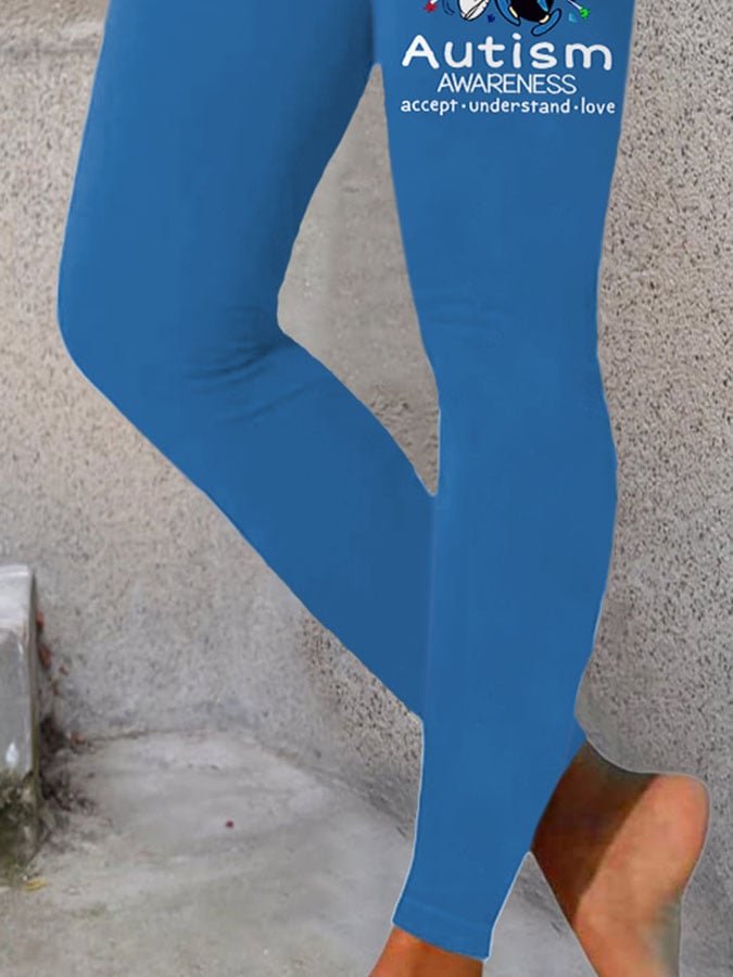 Autism Awareness I Wear Blue For Autism Print Leggings