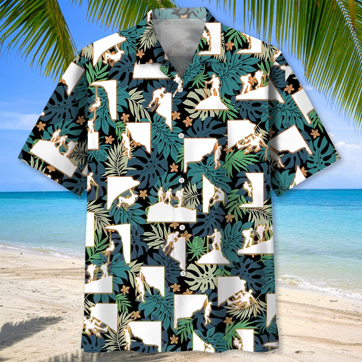 Retro Mountain Climbing Hawaiian Shirt