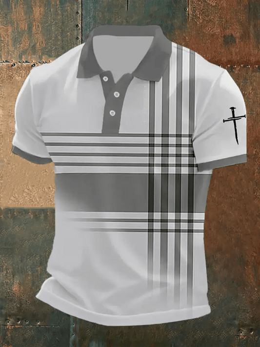 Men's Retro Faith Casual Printed Polo Shirt