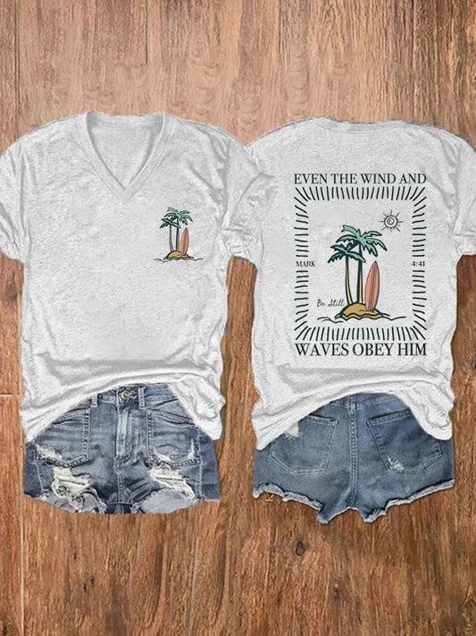 Women Christian Bible Quotes Print Short Sleeve T-Shirt