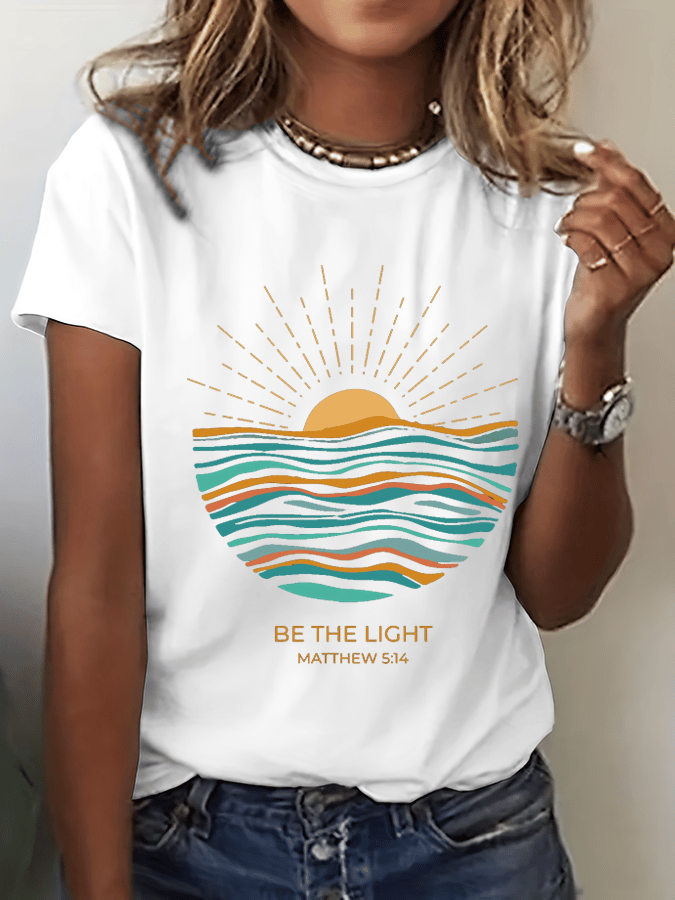 Women's Be The Light Print Crew Neck T-Shirt