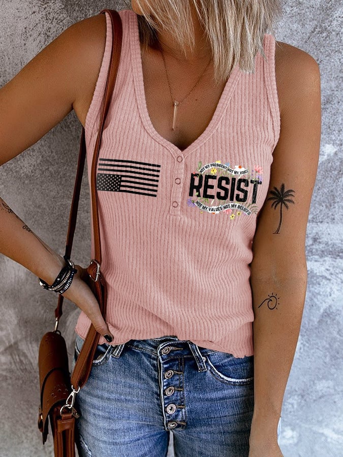 V-neck Retro Resist Not My President, Not My Voice, Not My Values, Not My Beliefs Print Tank Top