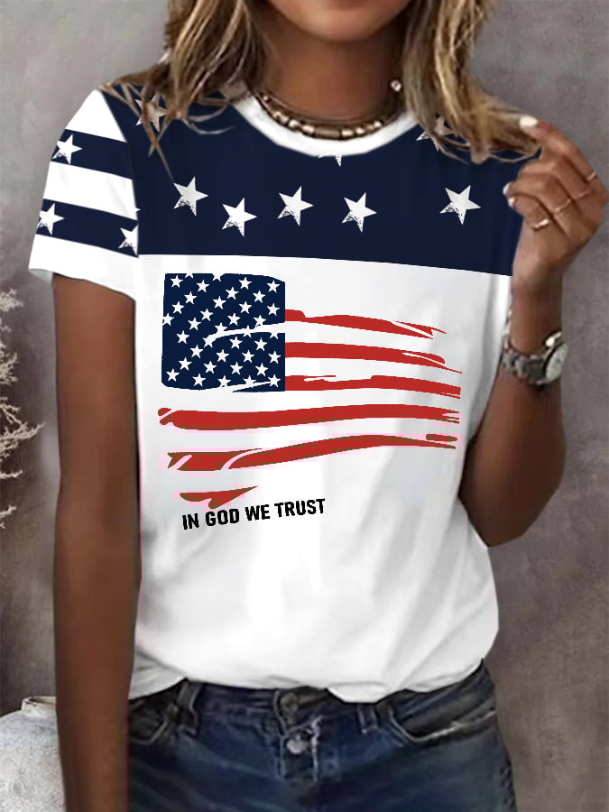 Women'S Independence Day Print Short Sleeve T-shirt