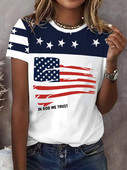 Women'S Independence Day Print Short Sleeve T-shirt