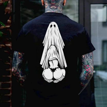 Oral Sex with Ghost Dirty Love Casual Black and White Print T-shirt