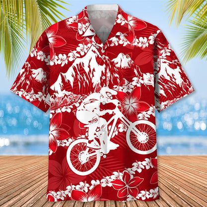 Mountain Bike Red Nature Hawaiian Shirt