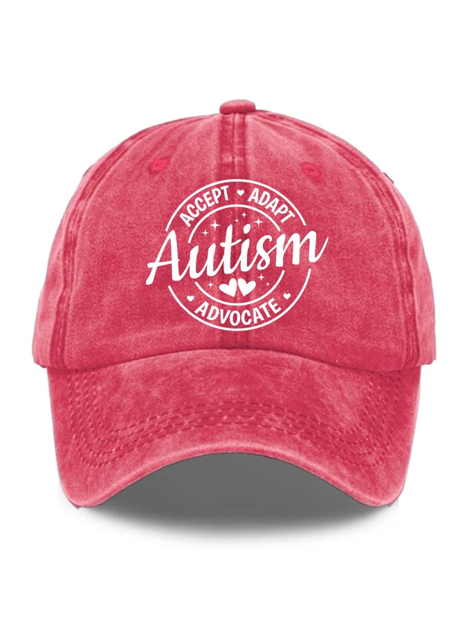 Unisex Distressed Washed Accept Adapt Advocate Autism Awareness Print Hat