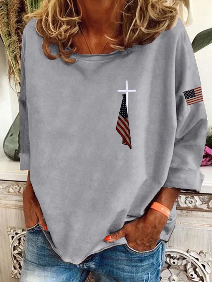 Women's Flag Cross Print Sweatshirt