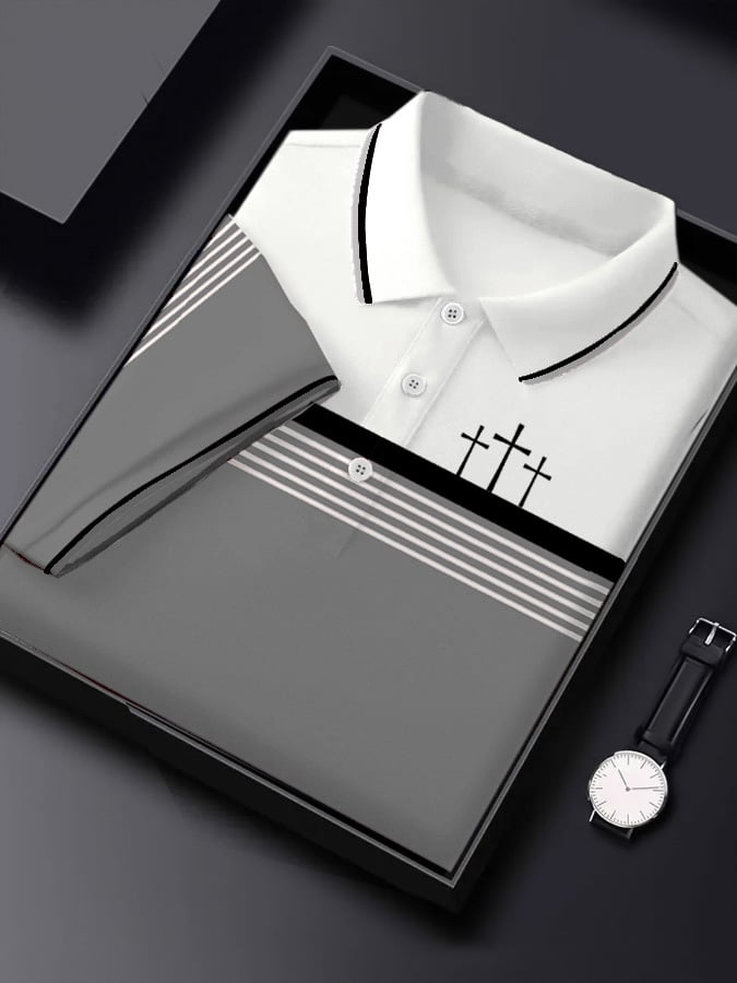 Men's Retro Faith  Casual Printed Polo Shirt