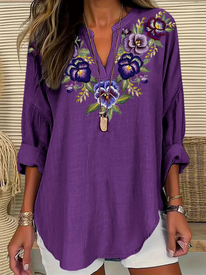 Women's Alzheimer's Purple Floral Casual Shirt