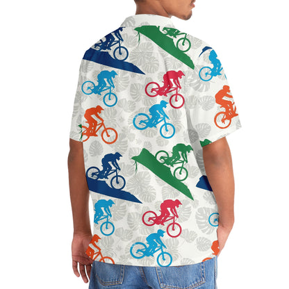 Mountain Bike Down Hill Tropical Hawaiian Shirt
