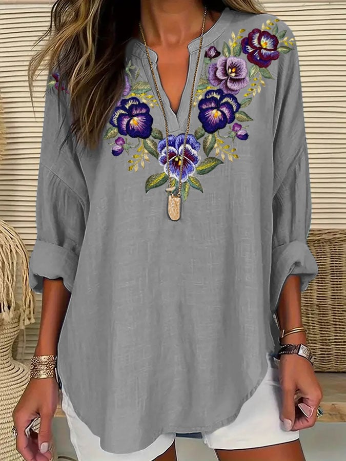 Women's Alzheimer's Purple Floral Casual Shirt