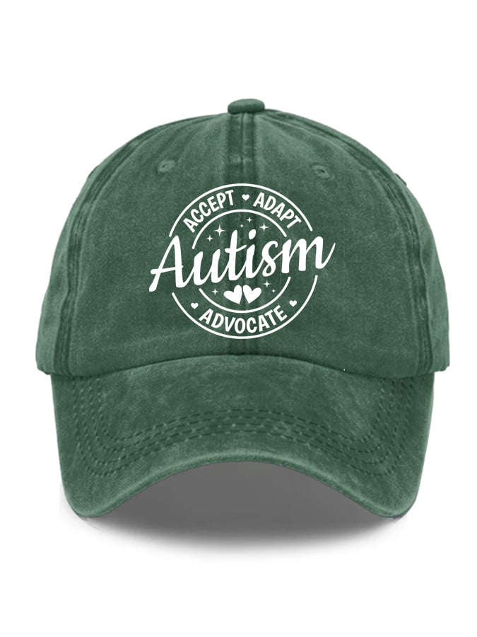 Unisex Distressed Washed Accept Adapt Advocate Autism Awareness Print Hat