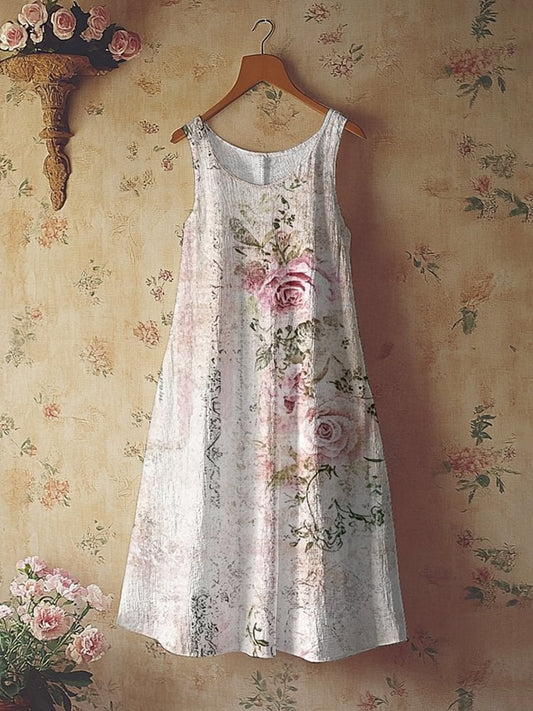 Women's Casual Solid Color Vest Cotton And Linen Dress