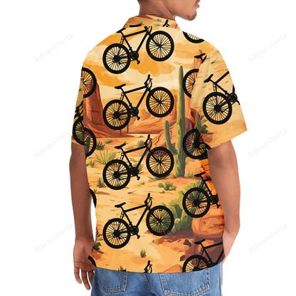 Mountain Bike Desert Cactus Hawaiian Shirt