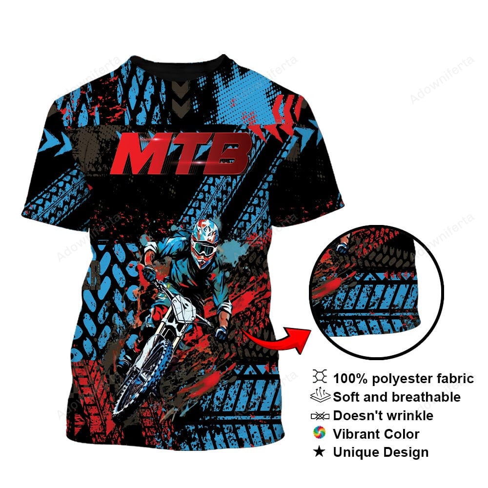 MTB Blue Red T-Shirt For Men & Women