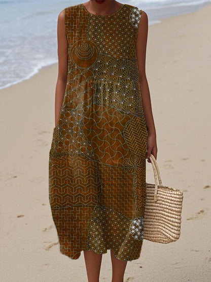 Women's Casual Vintage Geometric Art Vest Dress