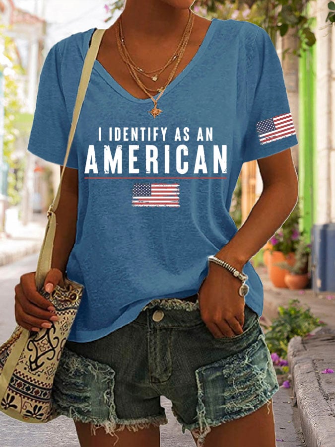 🔥Last Day 49% Off🔥Women's I Identify As An American Print Casual T-Shirt