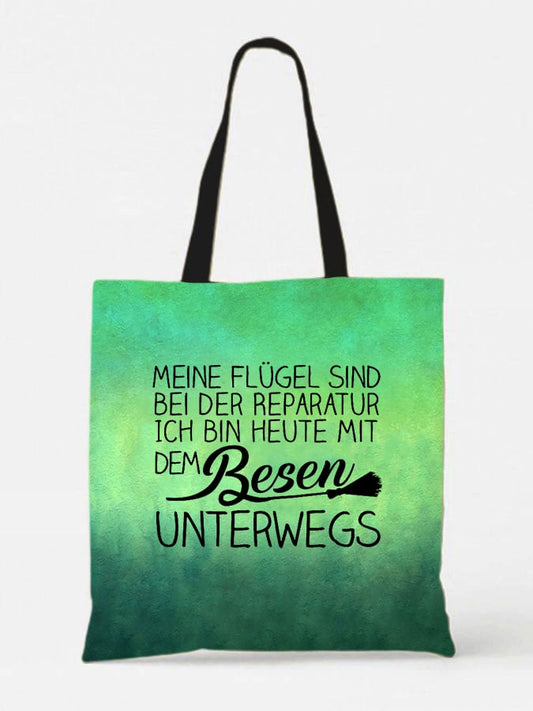 Unisex "Meine Flügel sind bei der Reparatur ..." German Slogan Print Shoulder Bag