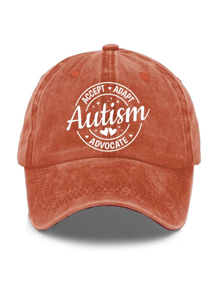 Unisex Distressed Washed Accept Adapt Advocate Autism Awareness Print Hat