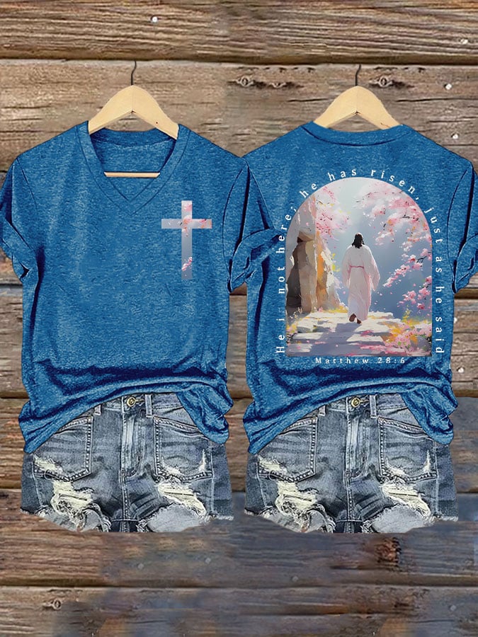 He is Not Here He Has Risen, Just As He Said  Matthew 28:6 Print T-shirt