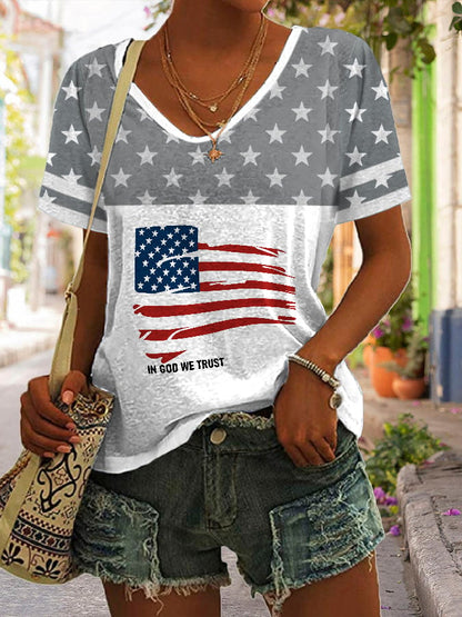 🔥Last Day 49% Off🔥Women'S Independence Day Flag Print T-shirt