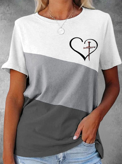 Women's Jesus Has My Back Print Casual  T-Shirt