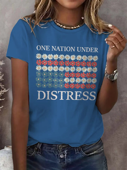 🔥Last Day 49% Off🔥Retro One Nation Under Distress Print T-Shirt
