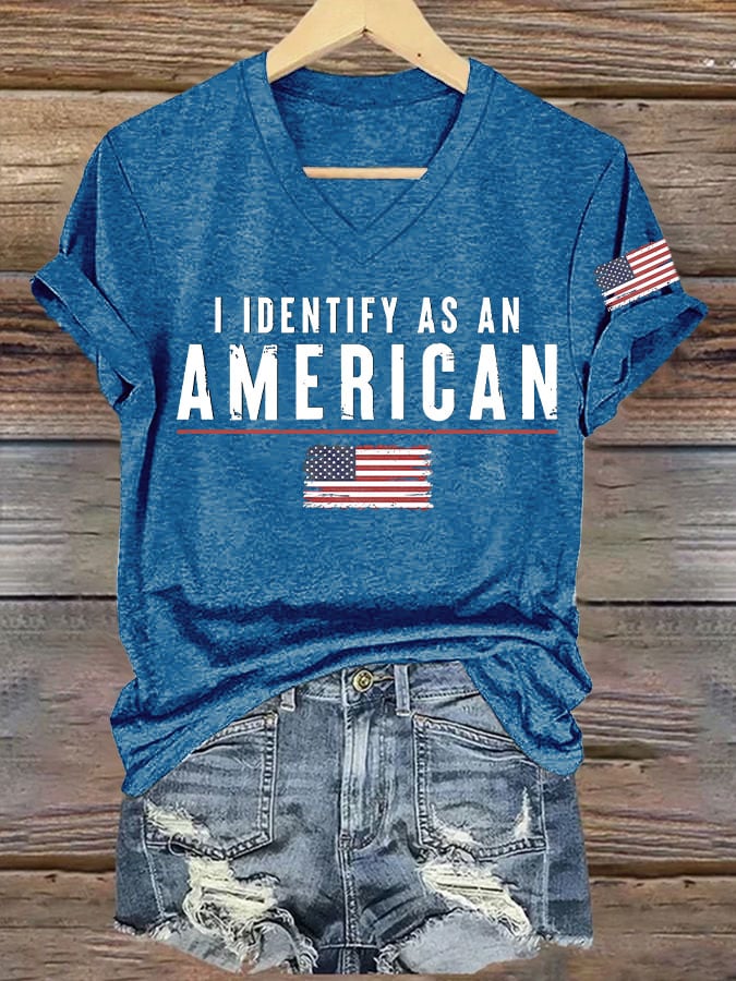 Women's I Identify As An American Printed T-shirt
