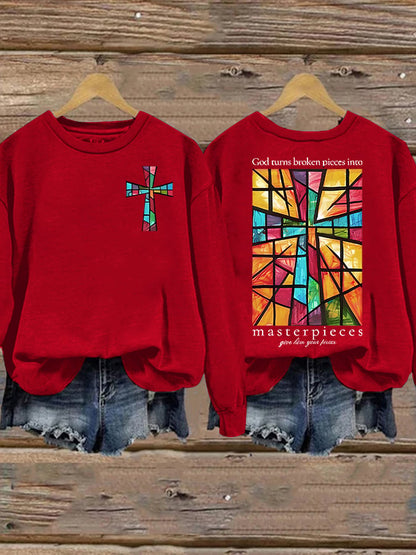 Women's God Turns Broken Pieces Into Masterpieces  Sweatshirt