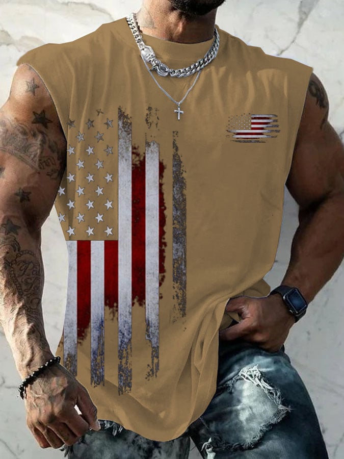 Men's Vintage Flag Print Tank Top