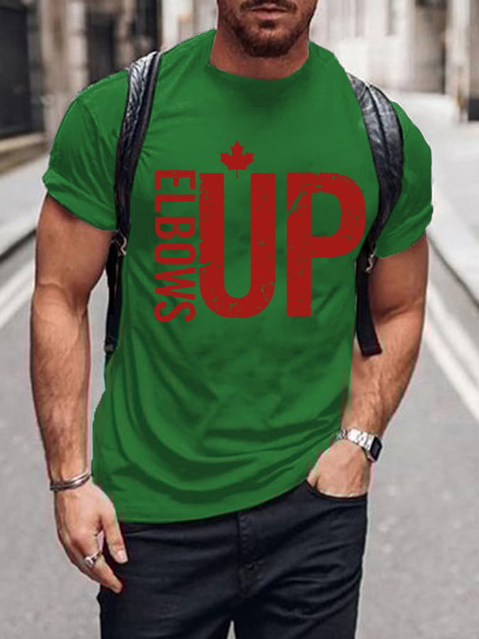 Men'S Retro Canada Elbows Up Printed Casual Crew Neck T-Shirt