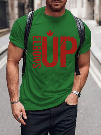 Men'S Retro Canada Elbows Up Printed Casual Crew Neck T-Shirt