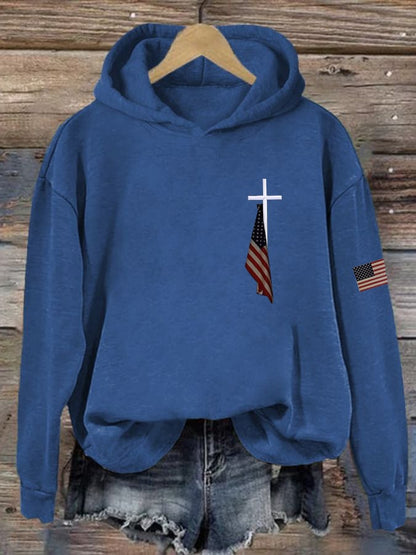 Women's Flag Cross Print  Sweatshirt