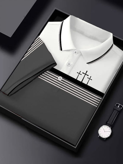 Men's Retro Faith  Casual Printed Polo Shirt