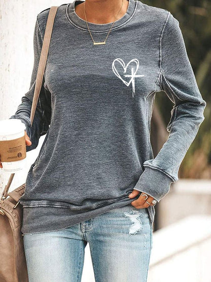 Women's Love Like Jesus Jesus Has My Back Print Sweatshirt