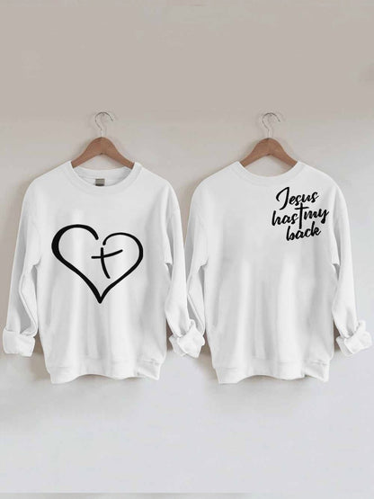 Women's JESUS has my back Print Sweatshirt
