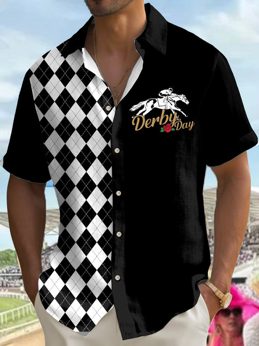 Men'S Retro Kentucky Derby Day Printed Shirt