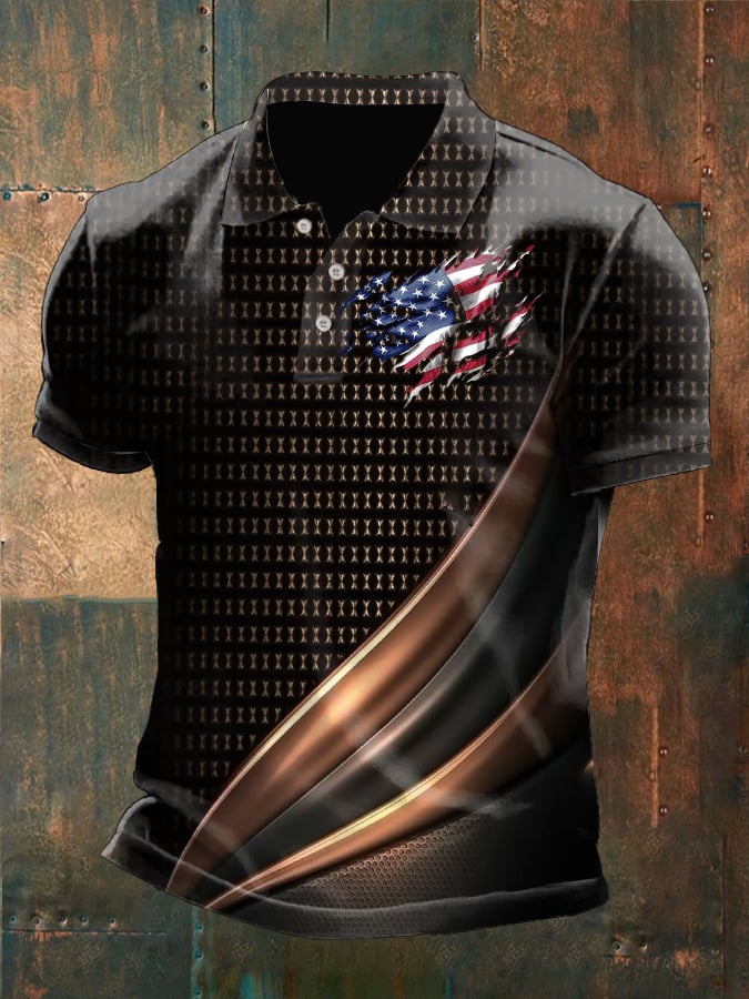 Men'S Independence Day Print Polo Shirt