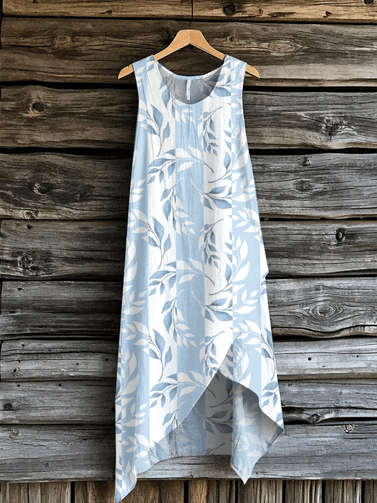 Women's Vintage Botanical Floral Print Asymmetric Design Dress