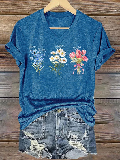 Women's Casual Floral Print T-Shirt