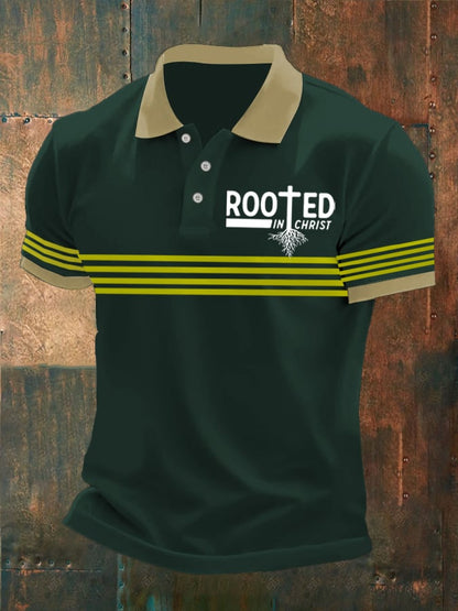 Men's Faith Printed Button Design Polo Shirt