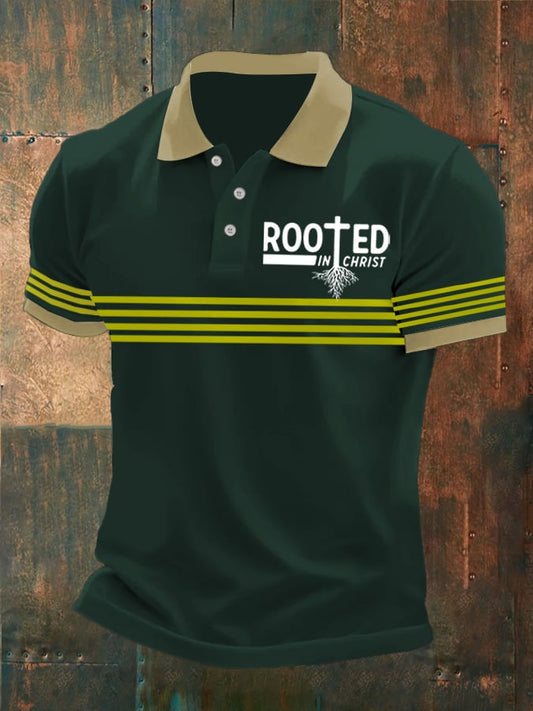 Men's Faith Printed Button Design Polo Shirt